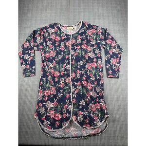 Victoria's Secret Mini Dress Women Small Navy Blue Floral Lace Trim High Low Hem